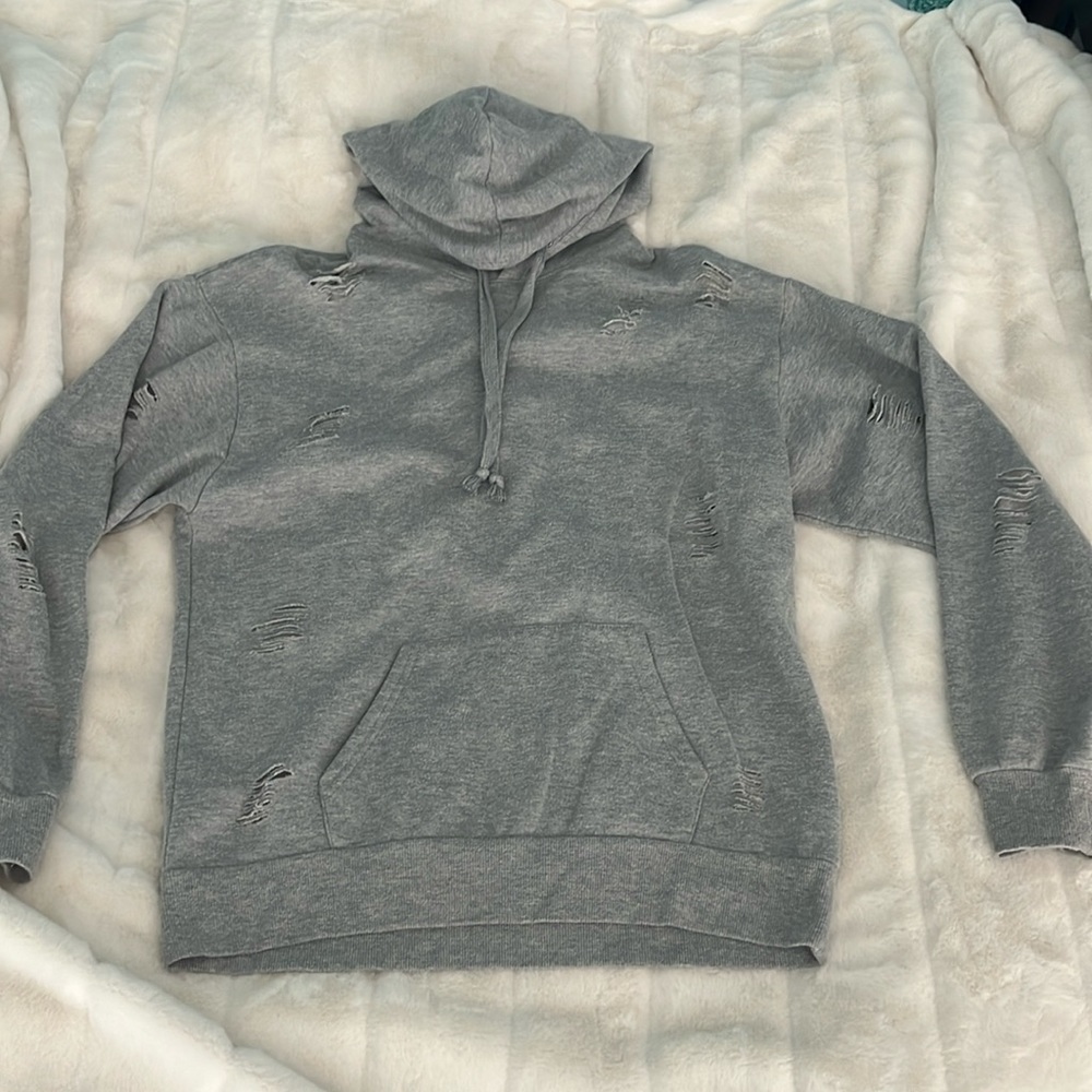 Ripped gray hoodie